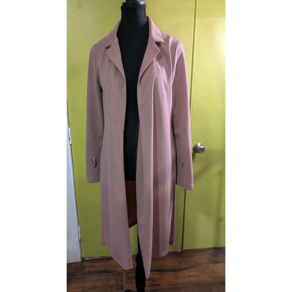 IRIS Los Angeles Pink Duster Cardigan Open Front Textured Small